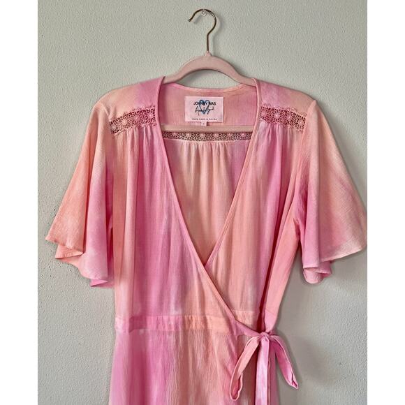 Johnny Was x Amanda Bond Pink Ombre SizeL Handmade in Malibu Boho Flutter Sleeve - Picture 4 of 16